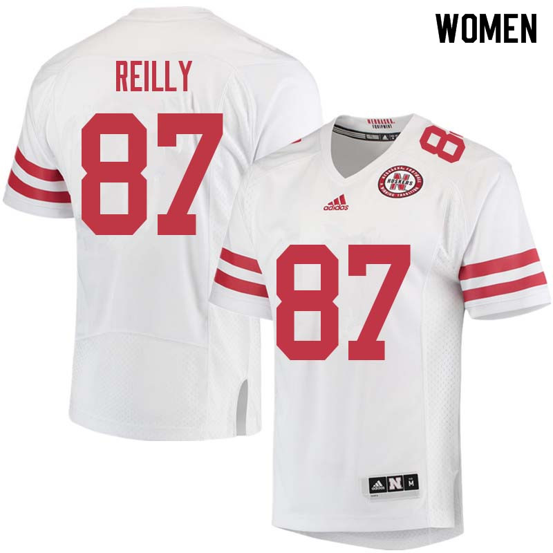 Women #87 Brandon Reilly Nebraska Cornhuskers College Football Jerseys Sale-White - Click Image to Close